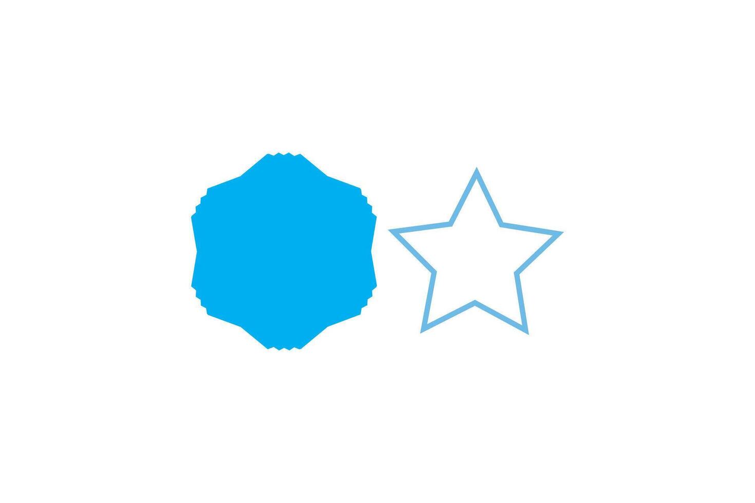 Cyan geometric shapes, irregular hexagon and light blue star outline, isolated graphic icons vector