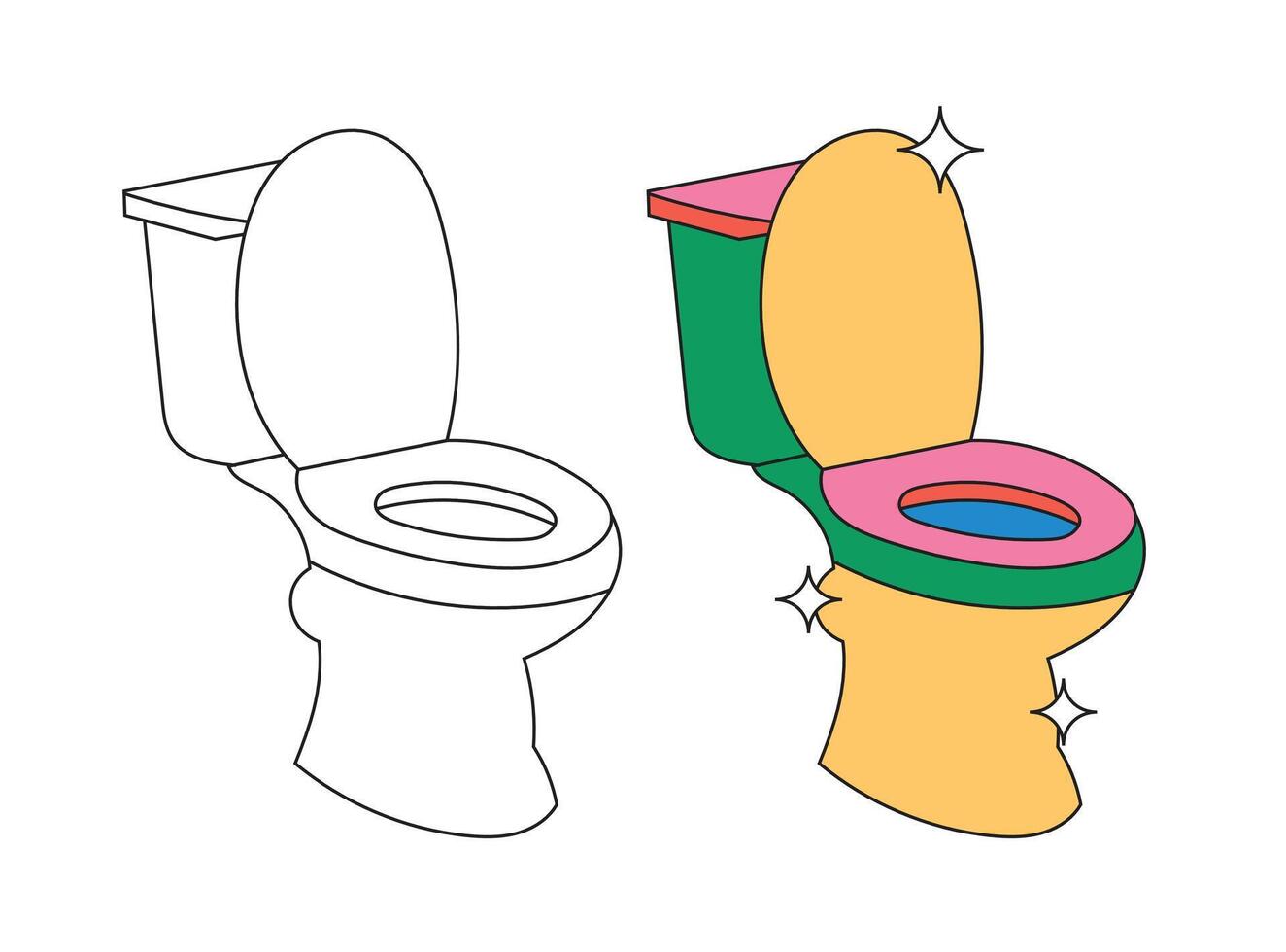 Illustration toilet retro with line unique design vector