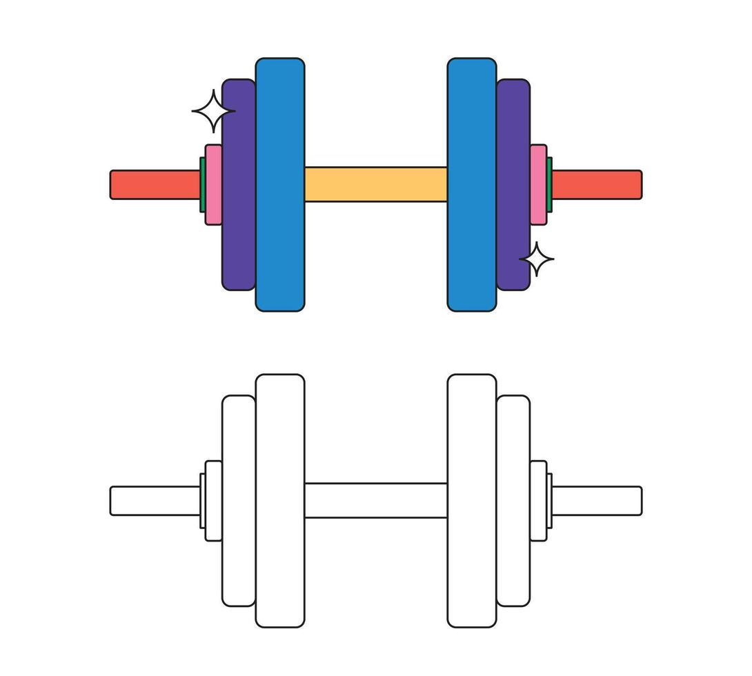 Illustration barbell or dumbbell unique design retro vector