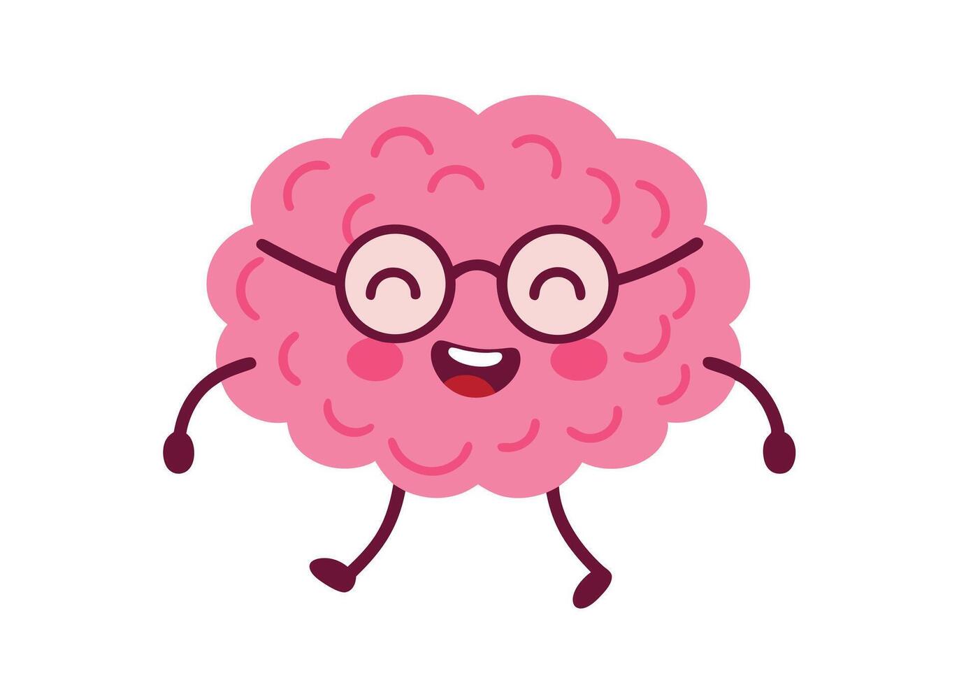 Cheerful Brain Character isolated vector