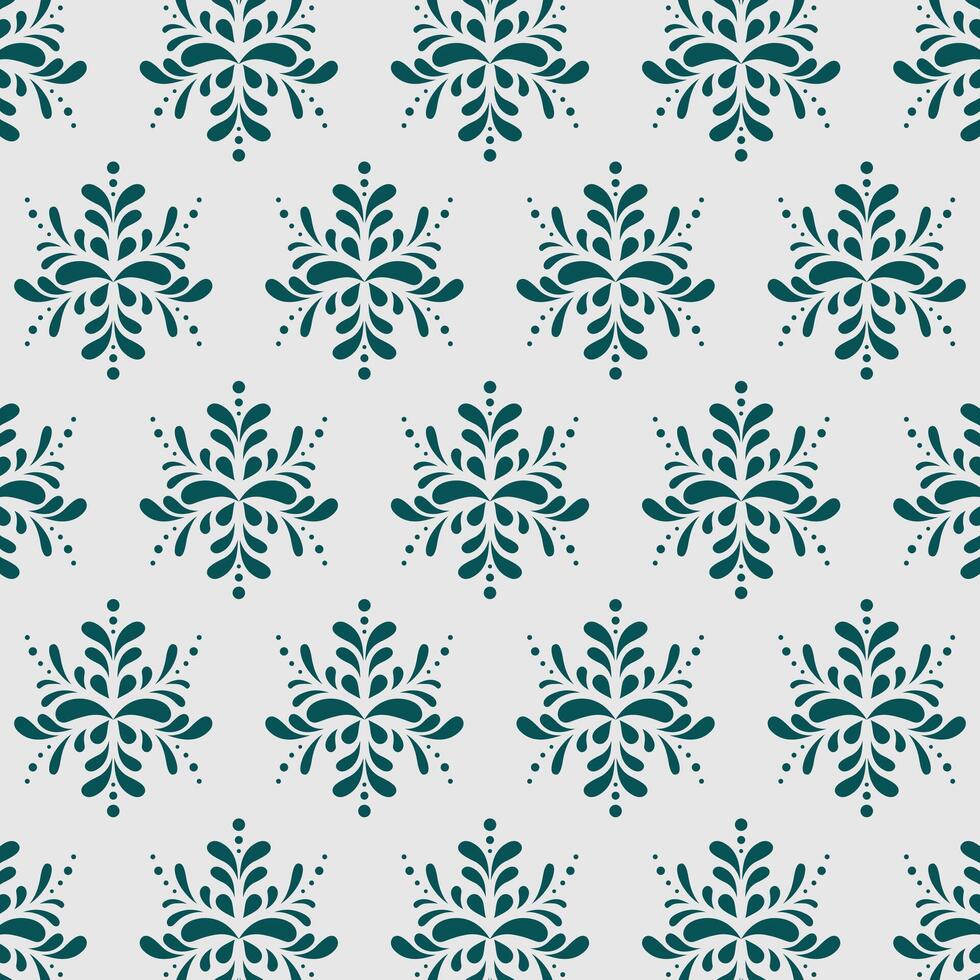 Seamless pattern featuring a teal floral-inspired design on a light gray background. vector