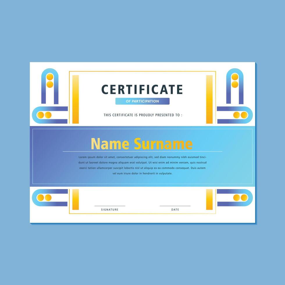 colorful abstract style certificate of participation vector