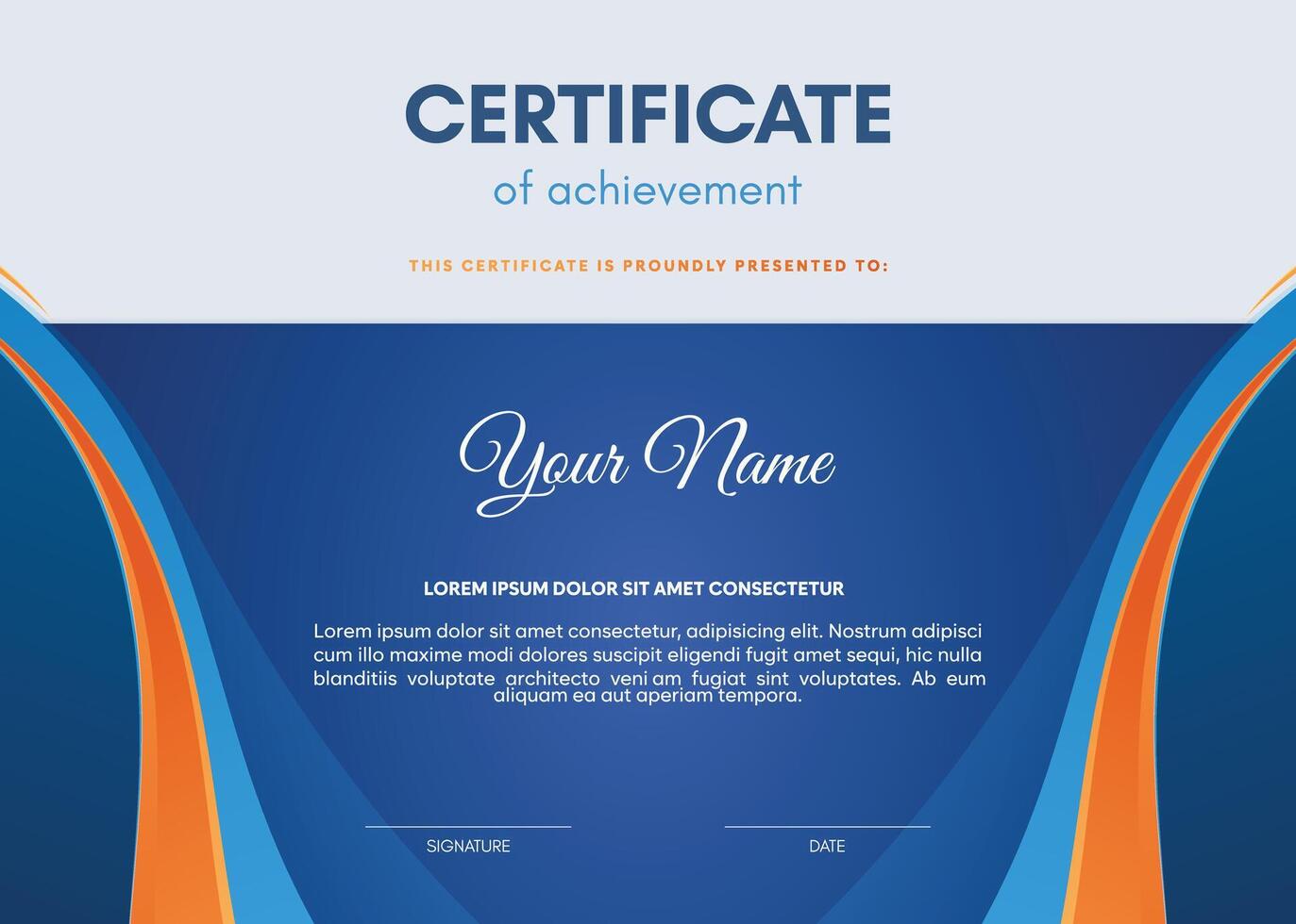Blue abstract design award certificate template vector