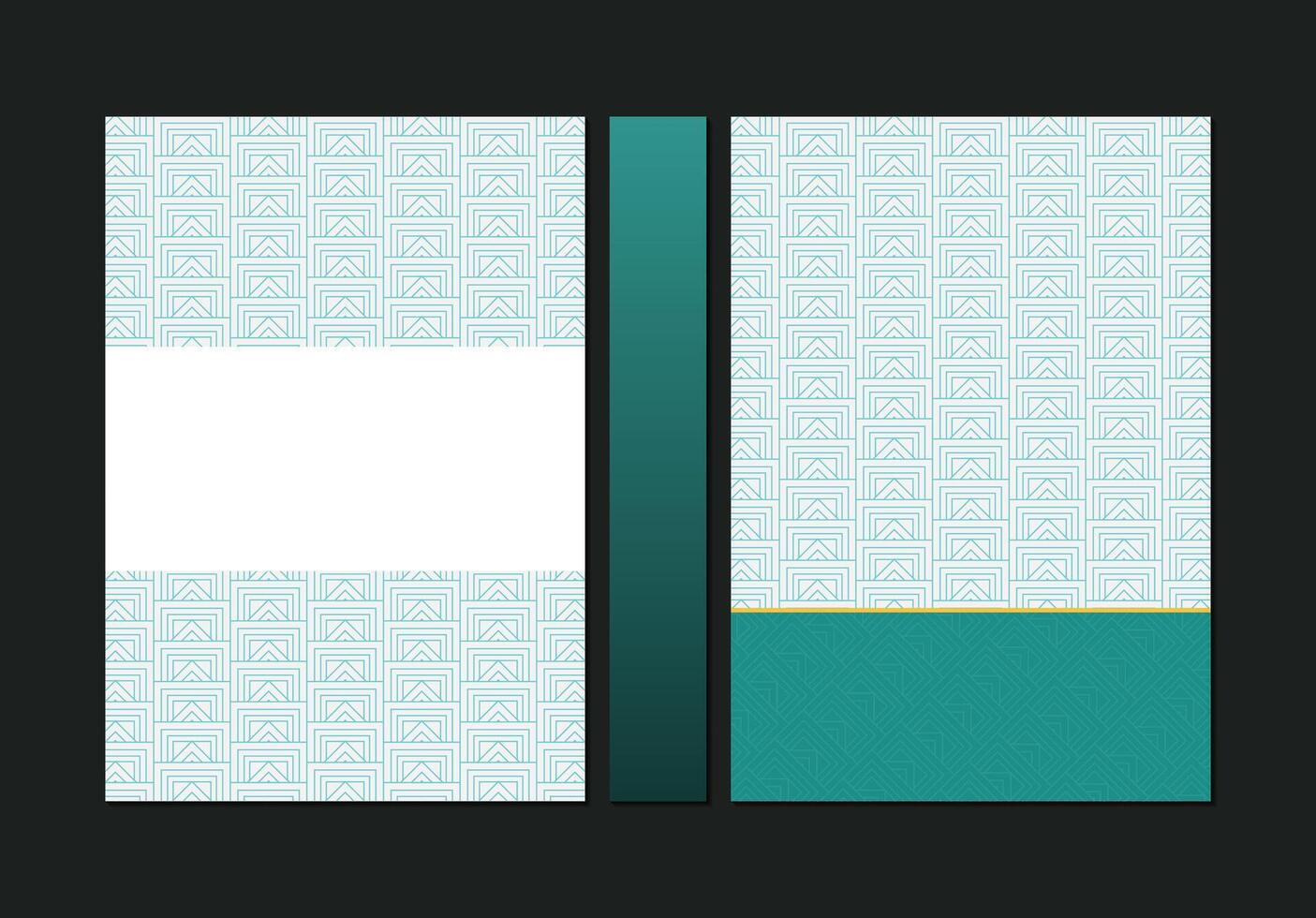 Green abstract line pattern book cover vector