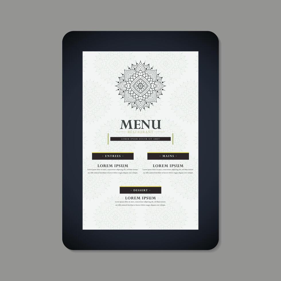 restaurant menu with ornamental pattern decoration vector