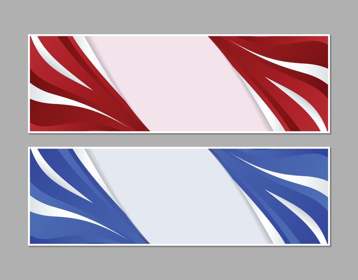 Two modern banner designs with red and blue color schemes, perfect for website headers, social media posts, or advertising campaigns. Each banner features a clean, abstract design with space for text. vector