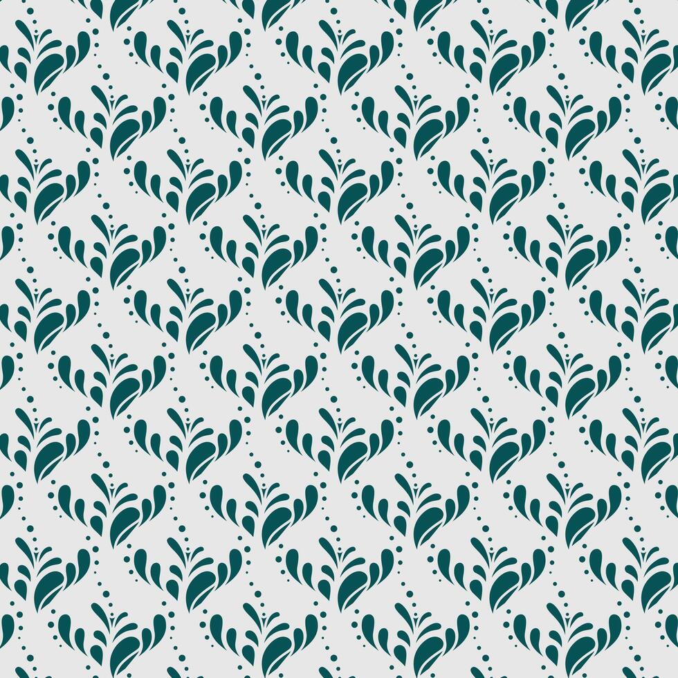 seamless repeating pattern featuring stylized teal floral motifs on a light gray background vector