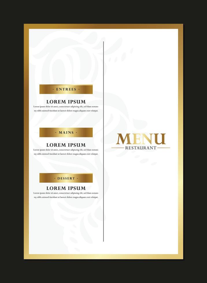stylish and sophisticated restaurant menu template in a gold and white color scheme vector