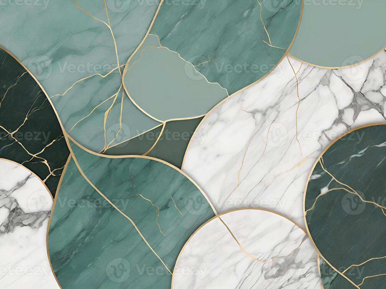 Green marble empty pedestal on marble background for displaying luxury background . photo