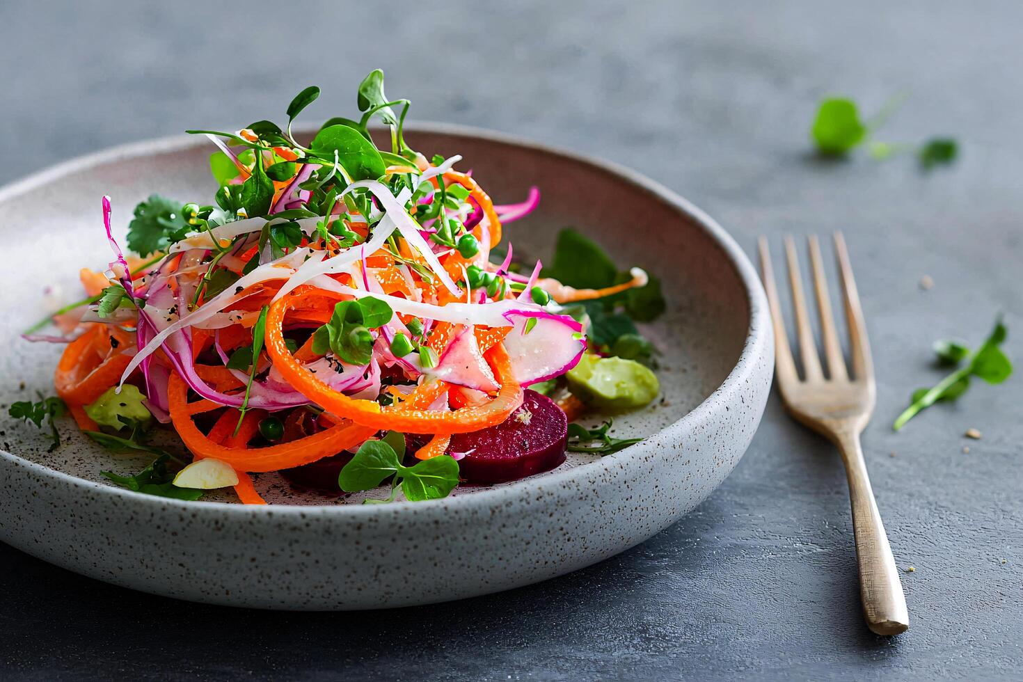 Vibrant spiral beet salad with citrus dressing raw vegan dish full of color and health photo