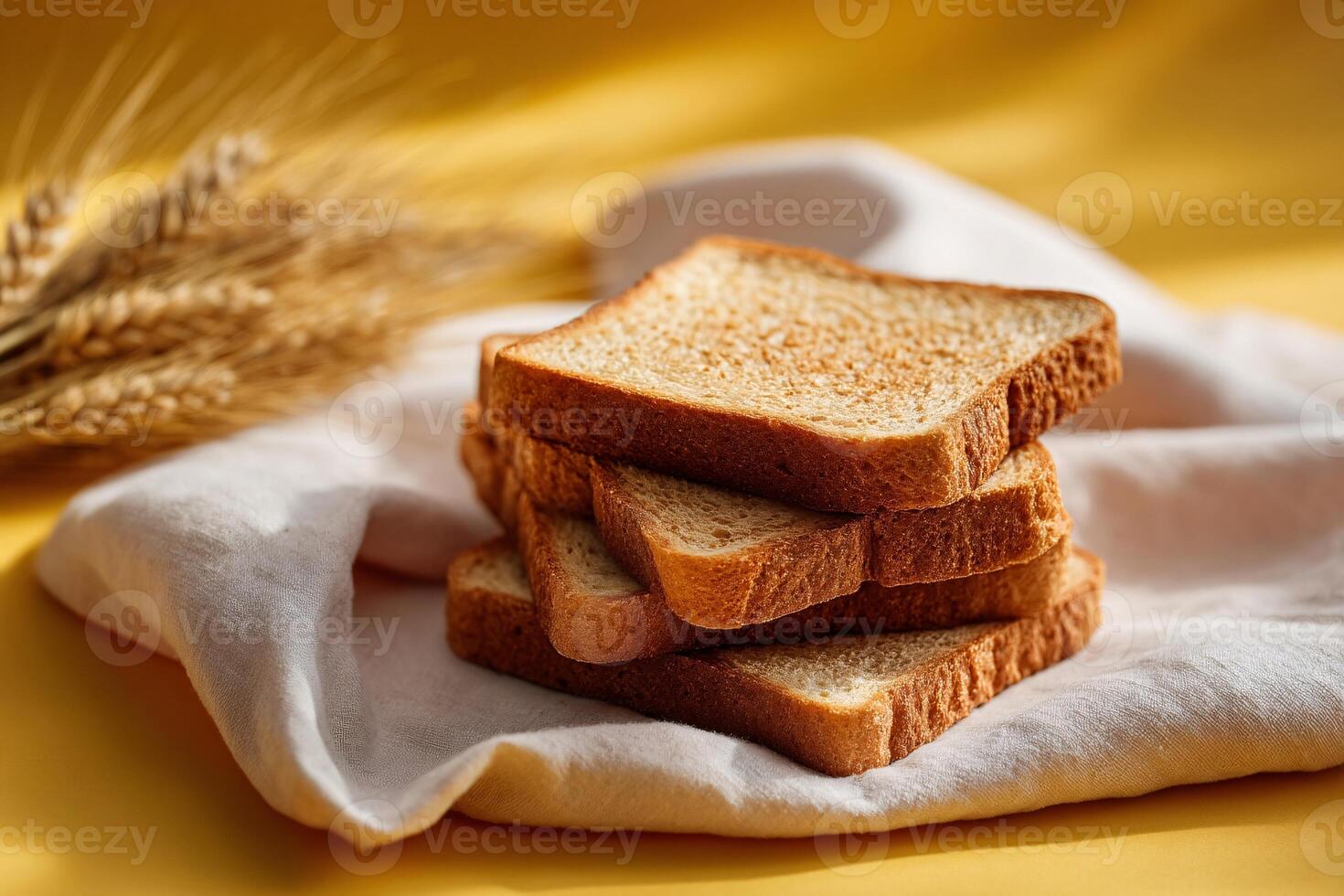 tempting graham bread in the sunny corner on a cream background, in a clean food photography style photo