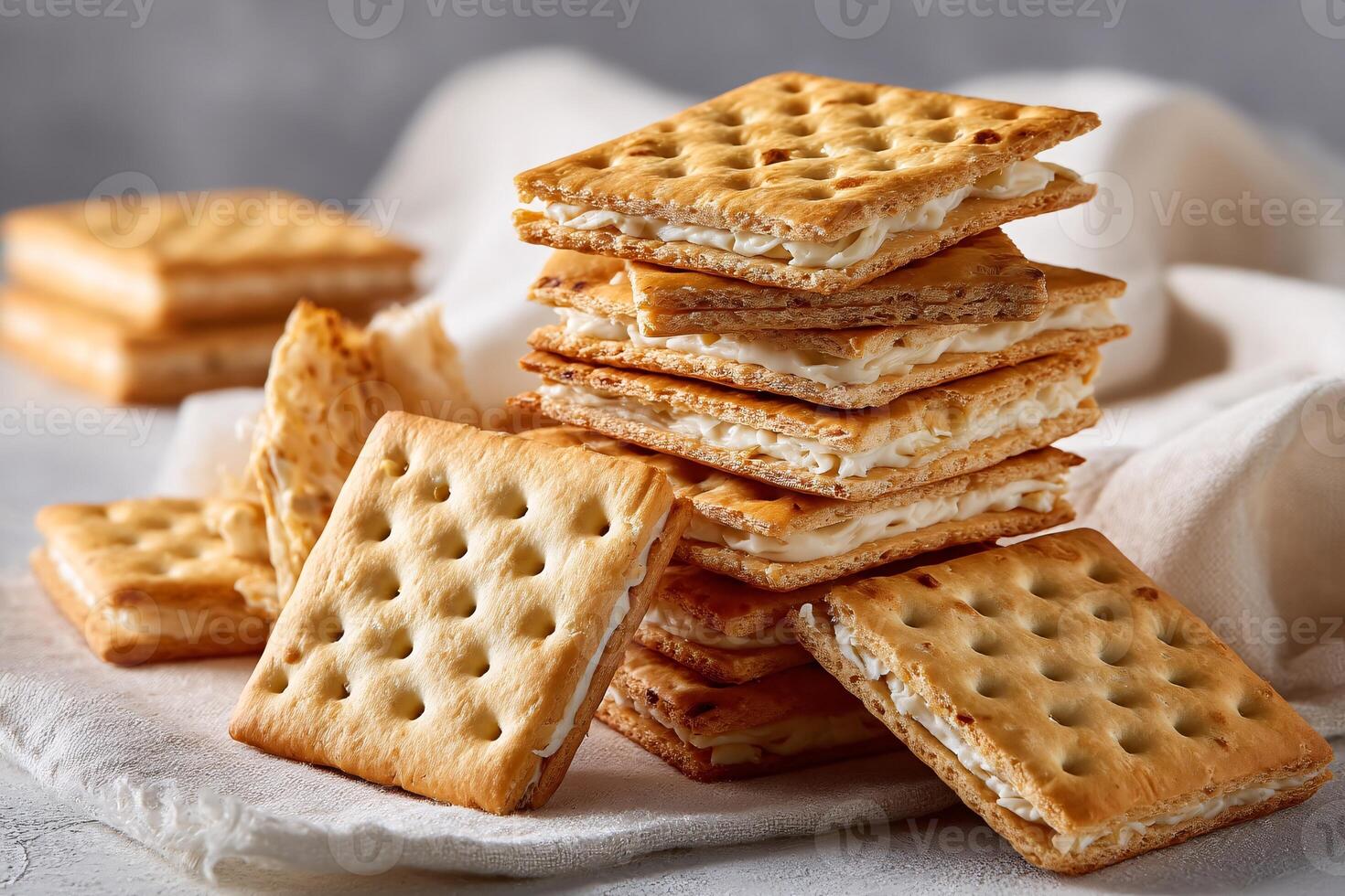 tempting hardtack in the industrial corner on a cream background, in a clean food photography style photo
