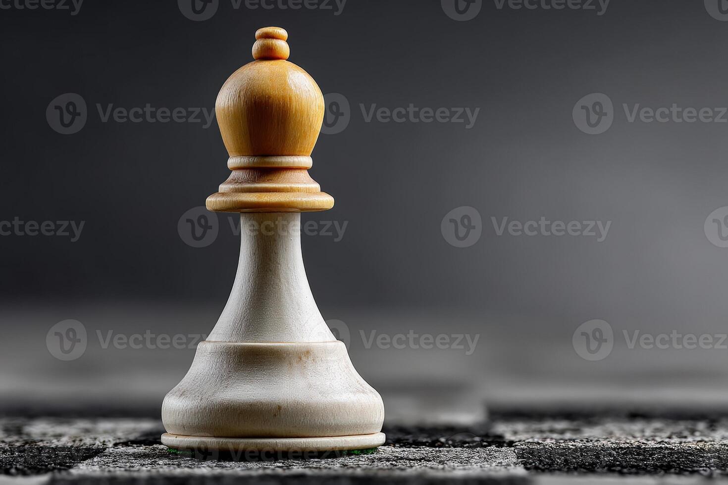 Chess piece stands alone on a dark board, symbolizing strategy and contemplation in the game photo