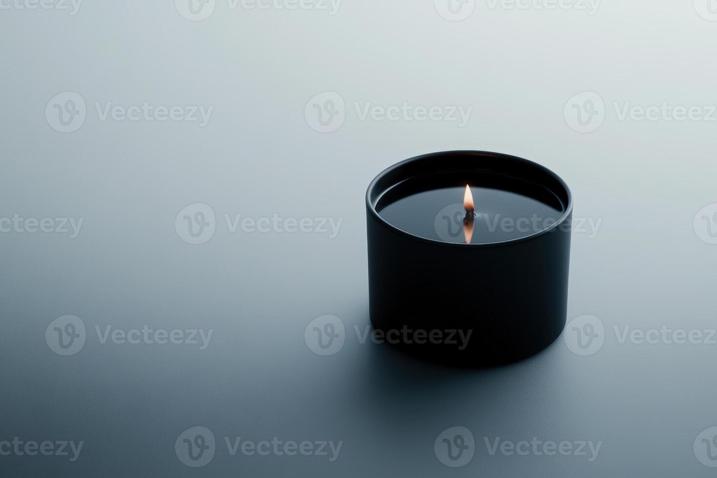 Candle lit on a smooth surface, creating a tranquil atmosphere in a dimly lit space photo
