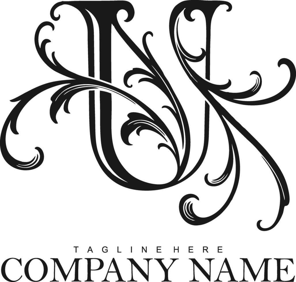 Decorative Letter U with Intricate Details Silhouette vector