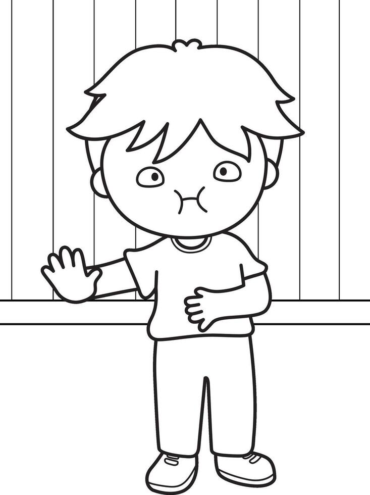 Cute Kids Boy and Girl Face Emotion Expression Cartoon Coloring Activity vector