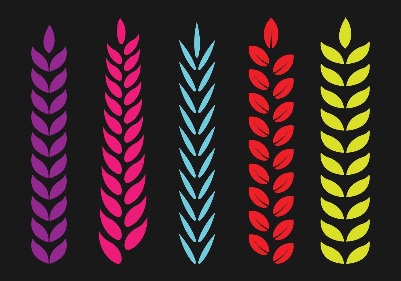beautiful multi color branch with leaf set vector