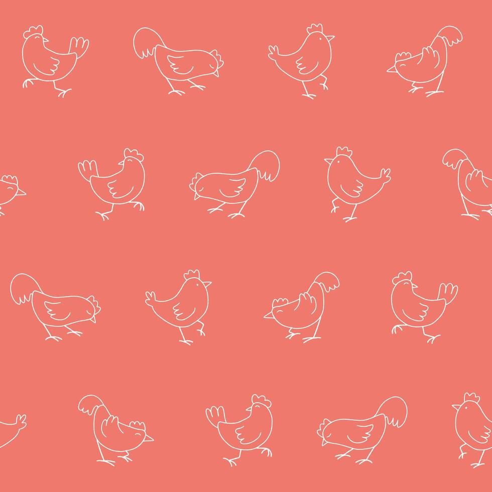 Outline Chicken Pattern Illustration Seamless for Wallpaper Background Cover Packaging vector