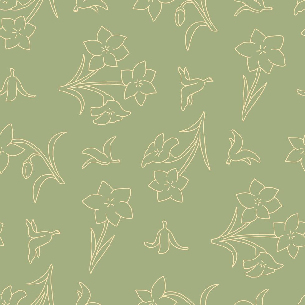 Outline Amaryllis Banana Peel Pattern Illustration Seamless for Background Wallpaper Packaging vector