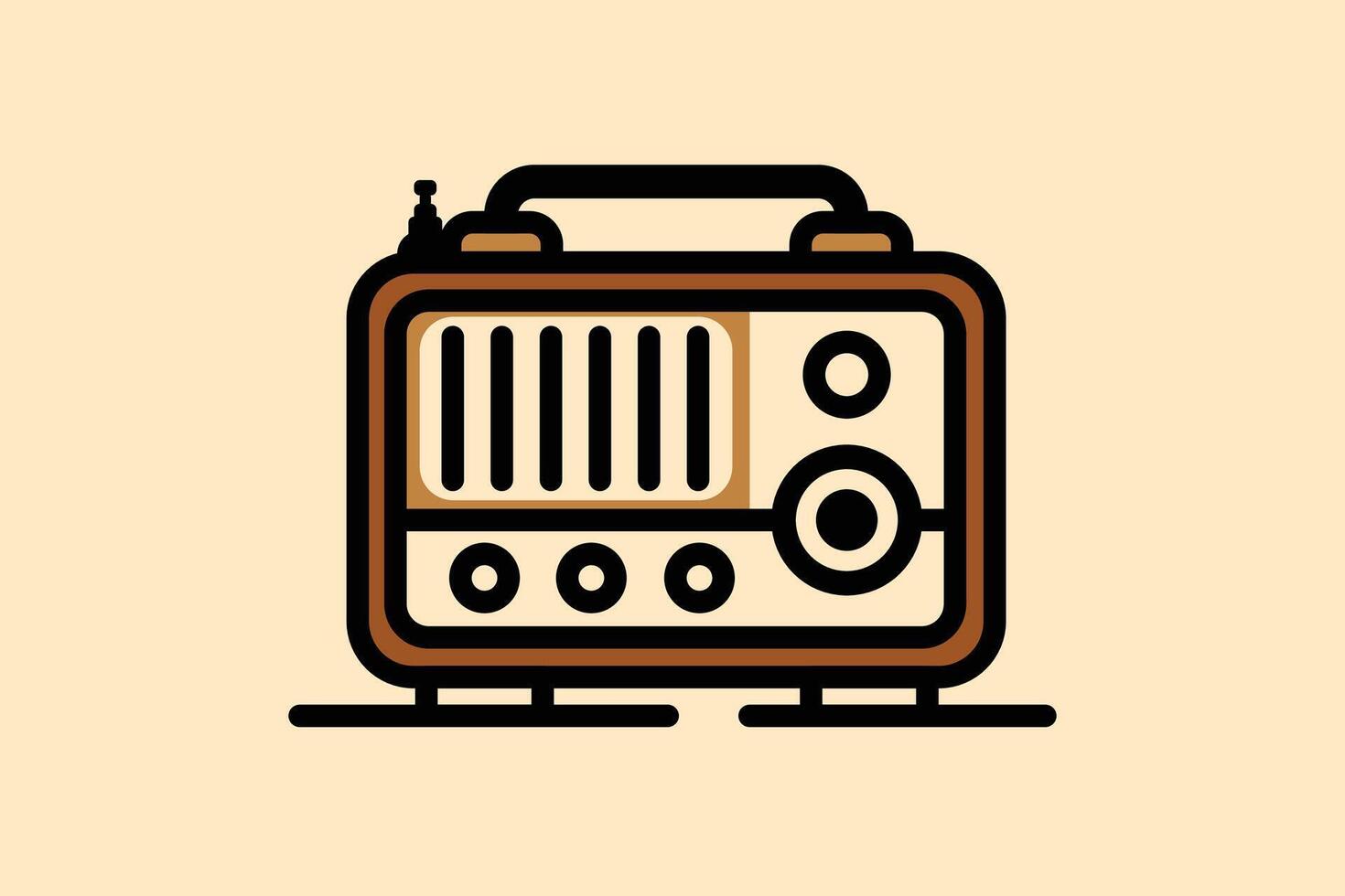 An icon of a radio on a beige background vector