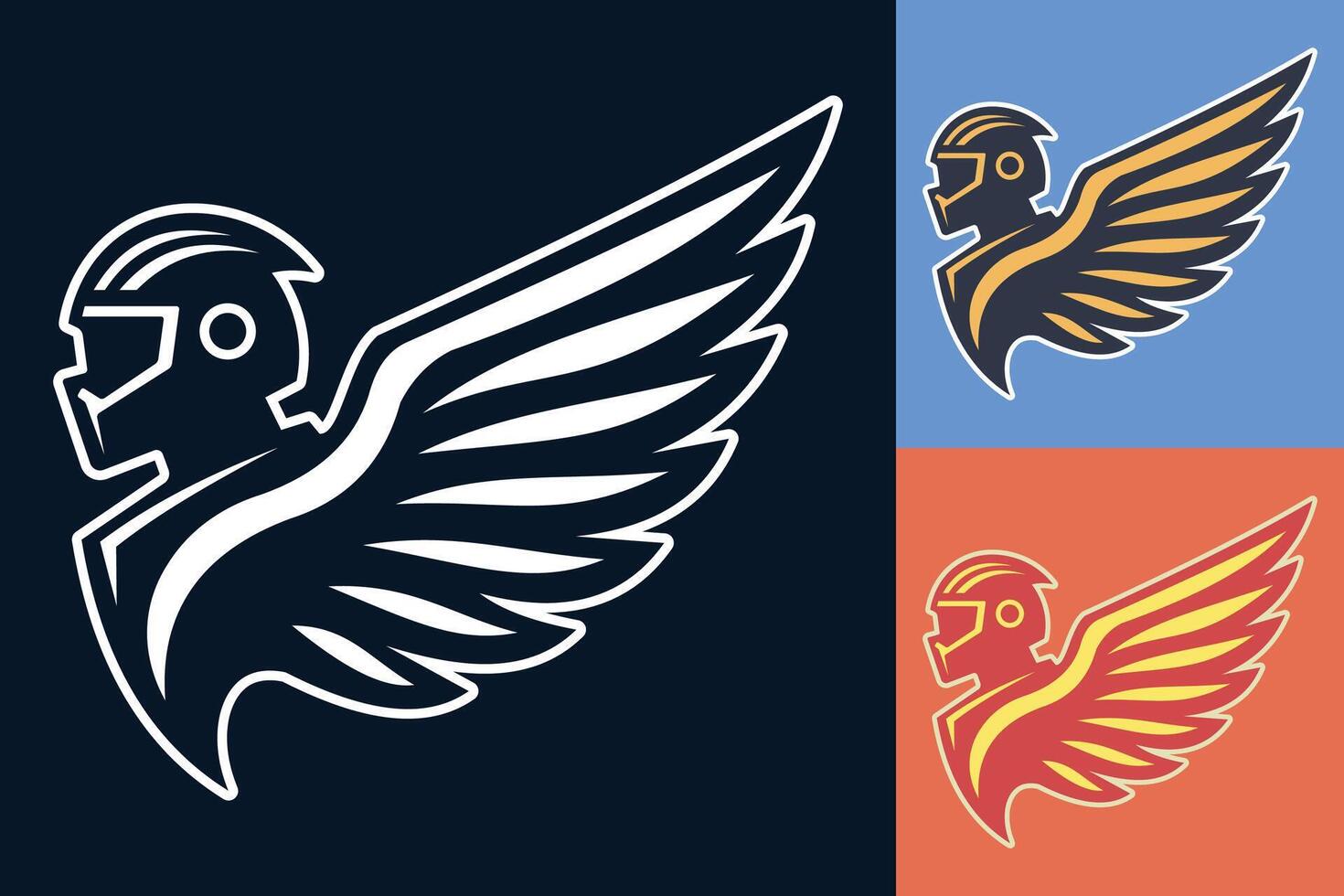 A logo for a team with a helmet and wings vector