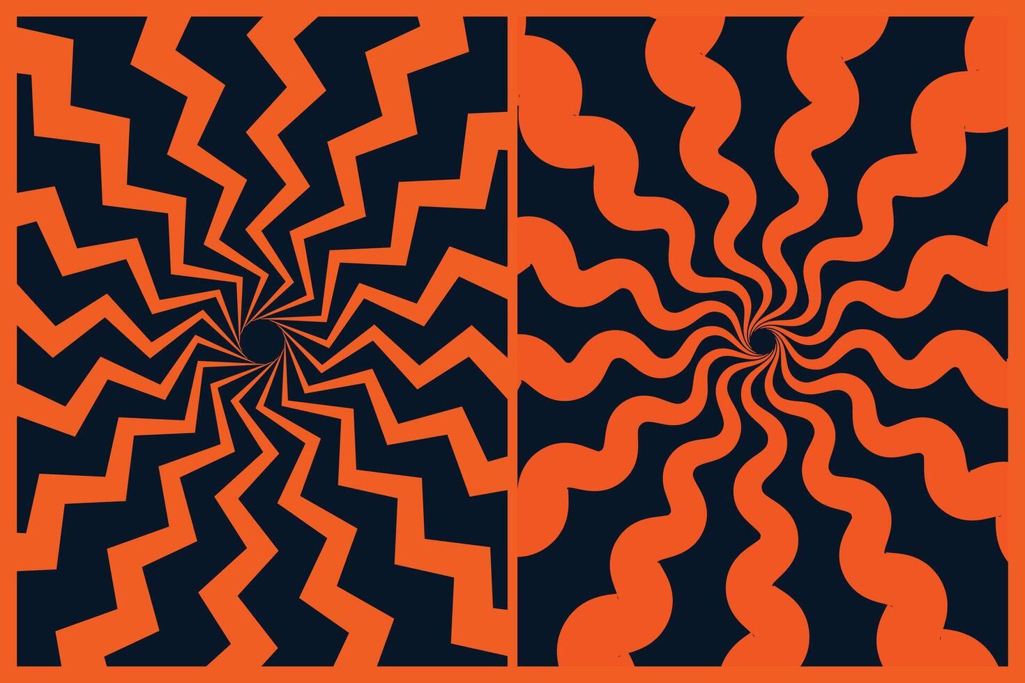 Two different designs of an orange and black pattern vector
