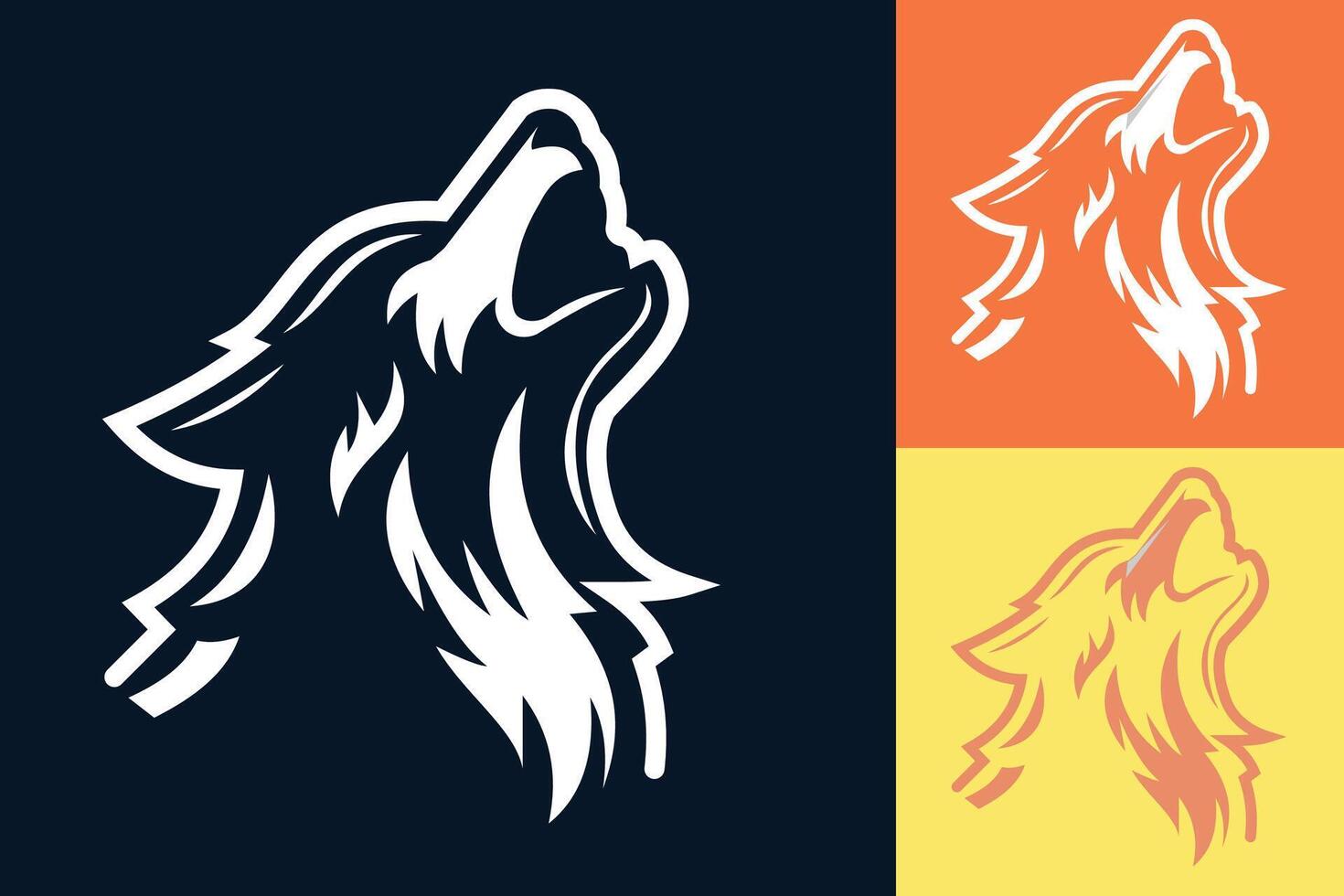 Howling wolf logo illustration vector