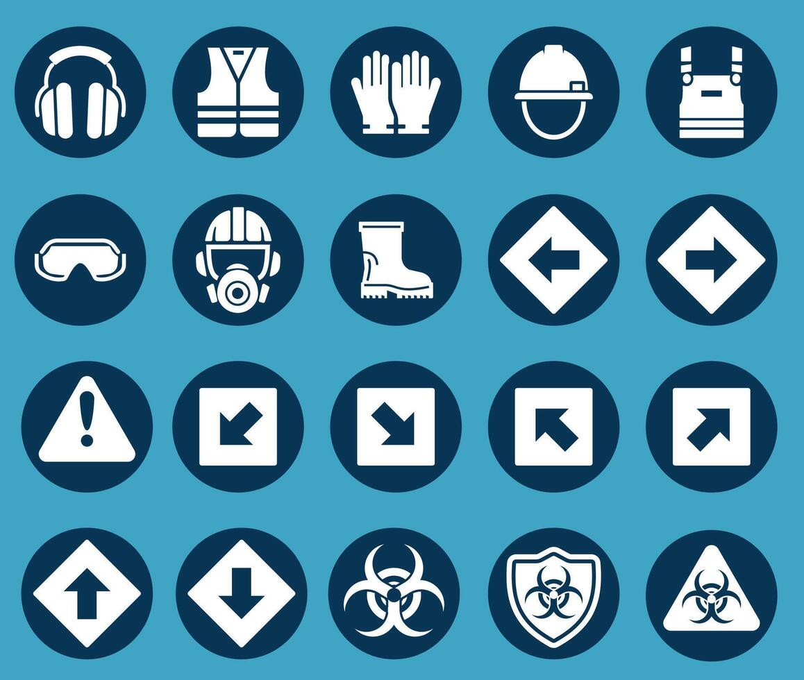 A set of safety icons on a blue background vector