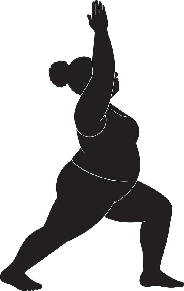 Overweight Woman Doing Yoga Silhouette Art Illustration vector