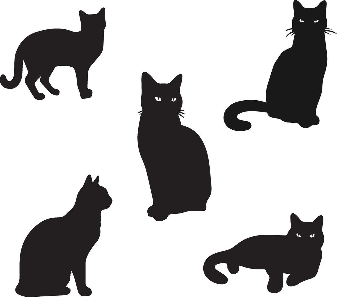Set of Cat Silhouettes Art Illustration vector
