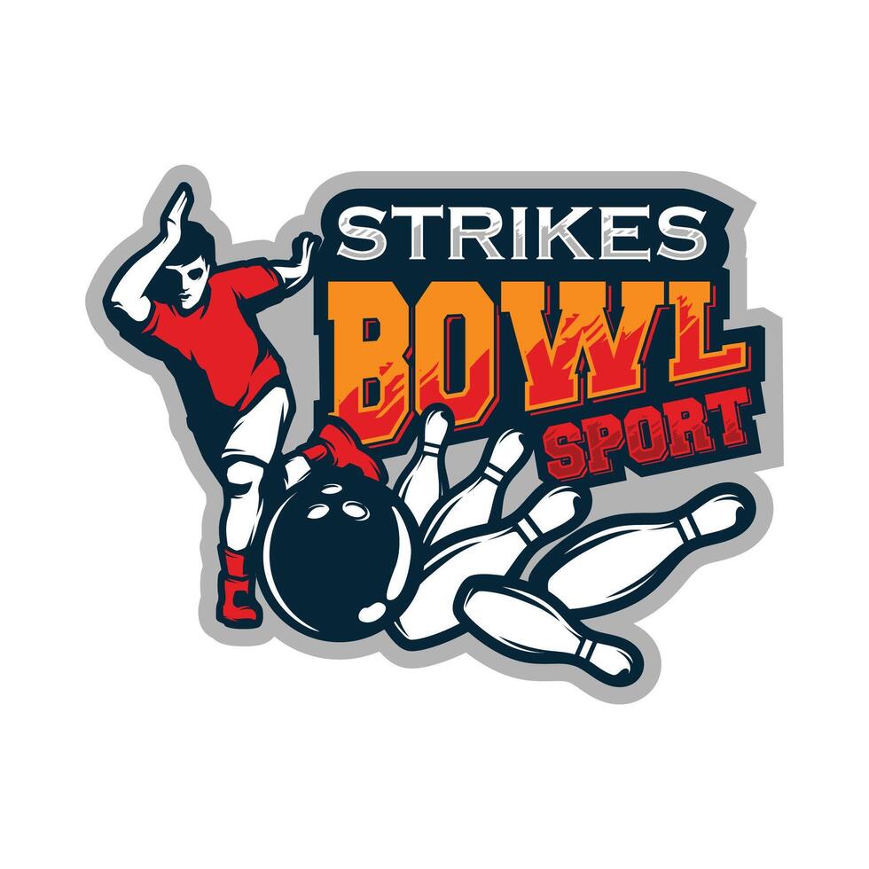 Bowling Strikes Illustration Logo Design vector