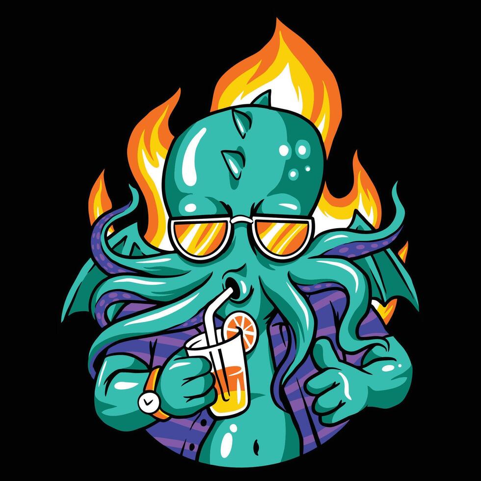 hot uncle octopus character design vector