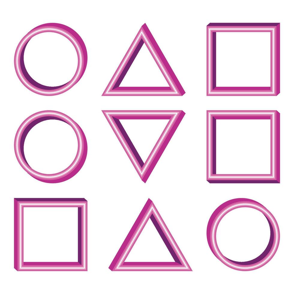 square rectangle circle neon logo vector