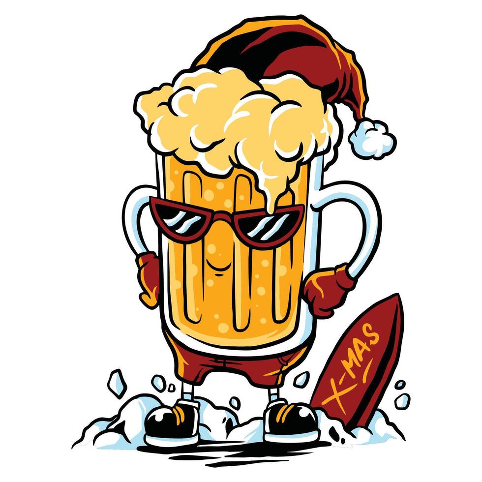 cute beer santaclaus character design vector
