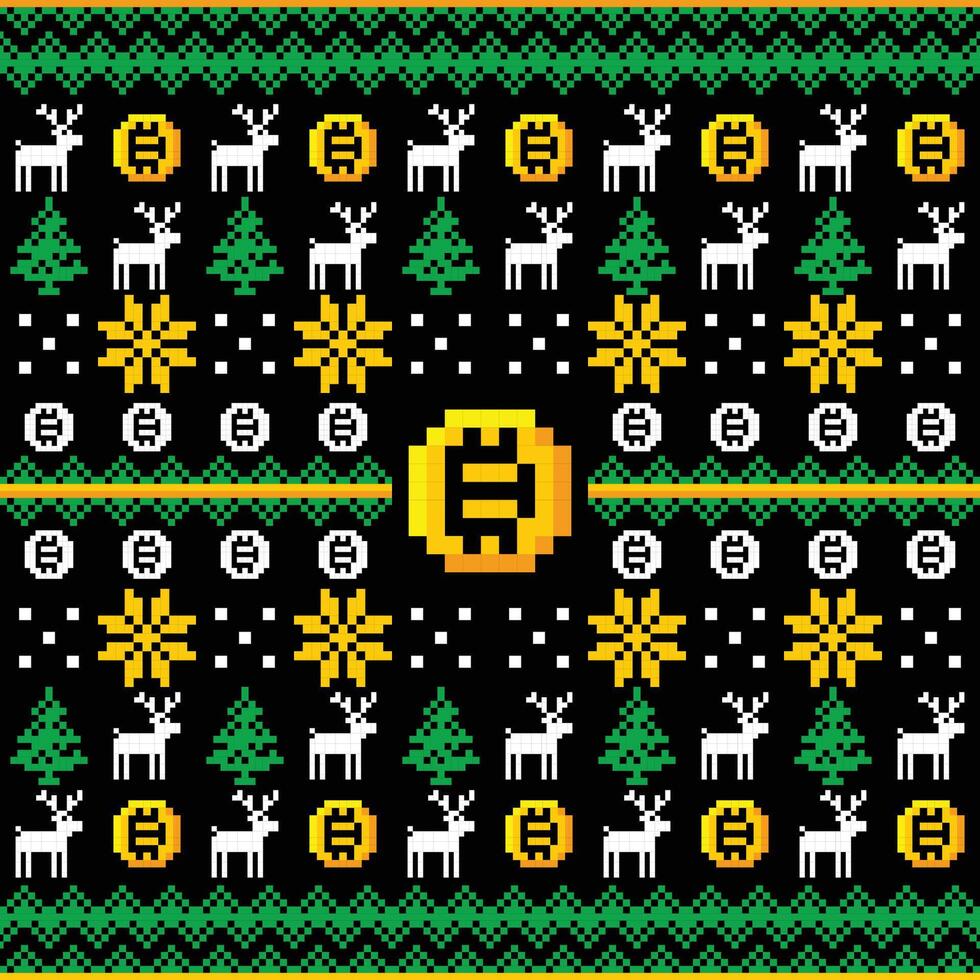 crypto golden christmas pattern seamless vector