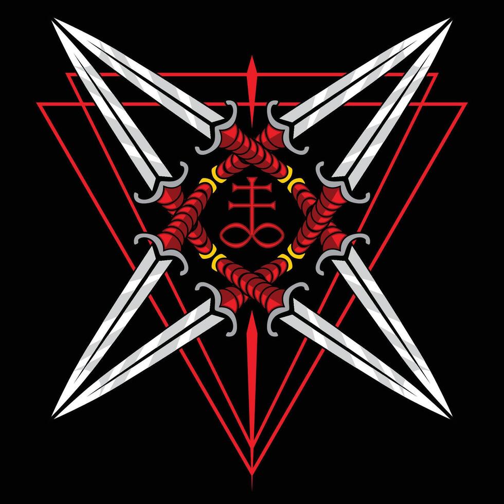 cross knife gothic design art vector