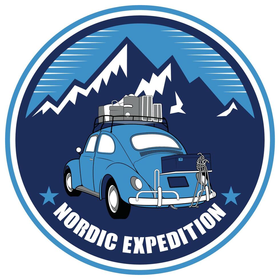 nordic expedition badge logo design vector
