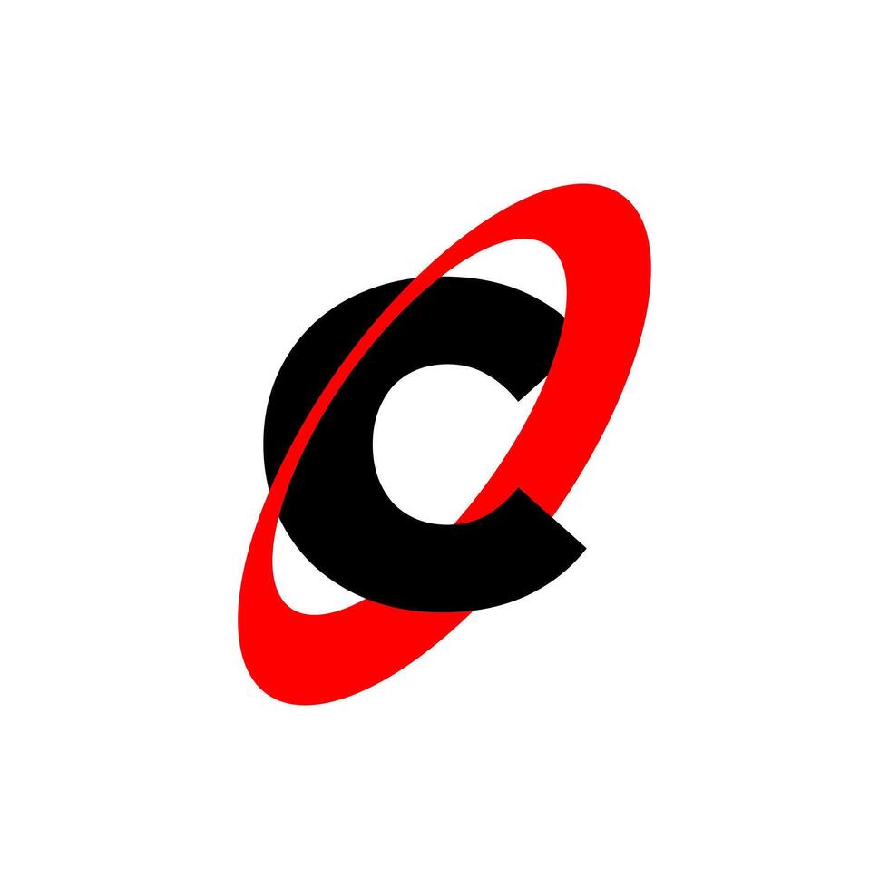 C letter and ring ellips symbol logo vector