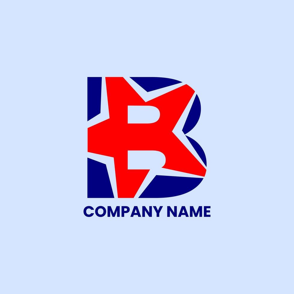B star icon blue and red vector