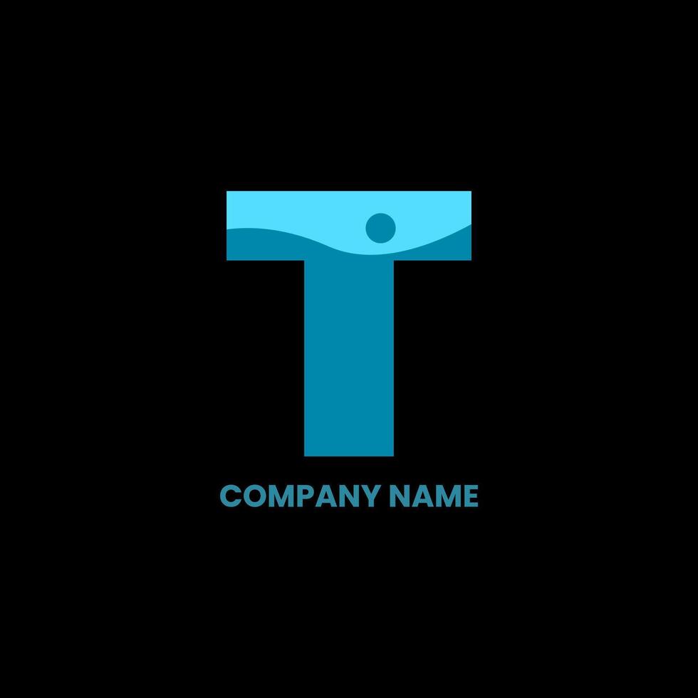 T letter water pool business logo design vector