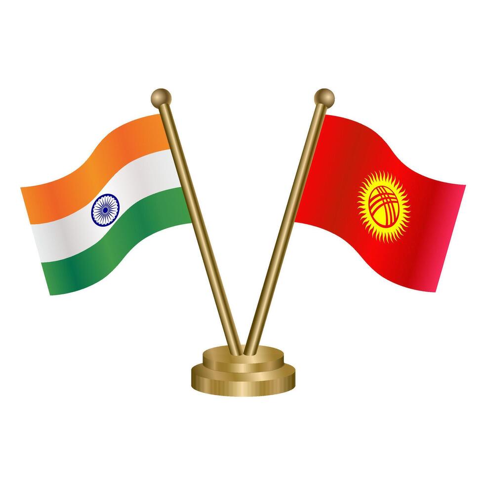India and Kyrgyzstan table flag relation. vector