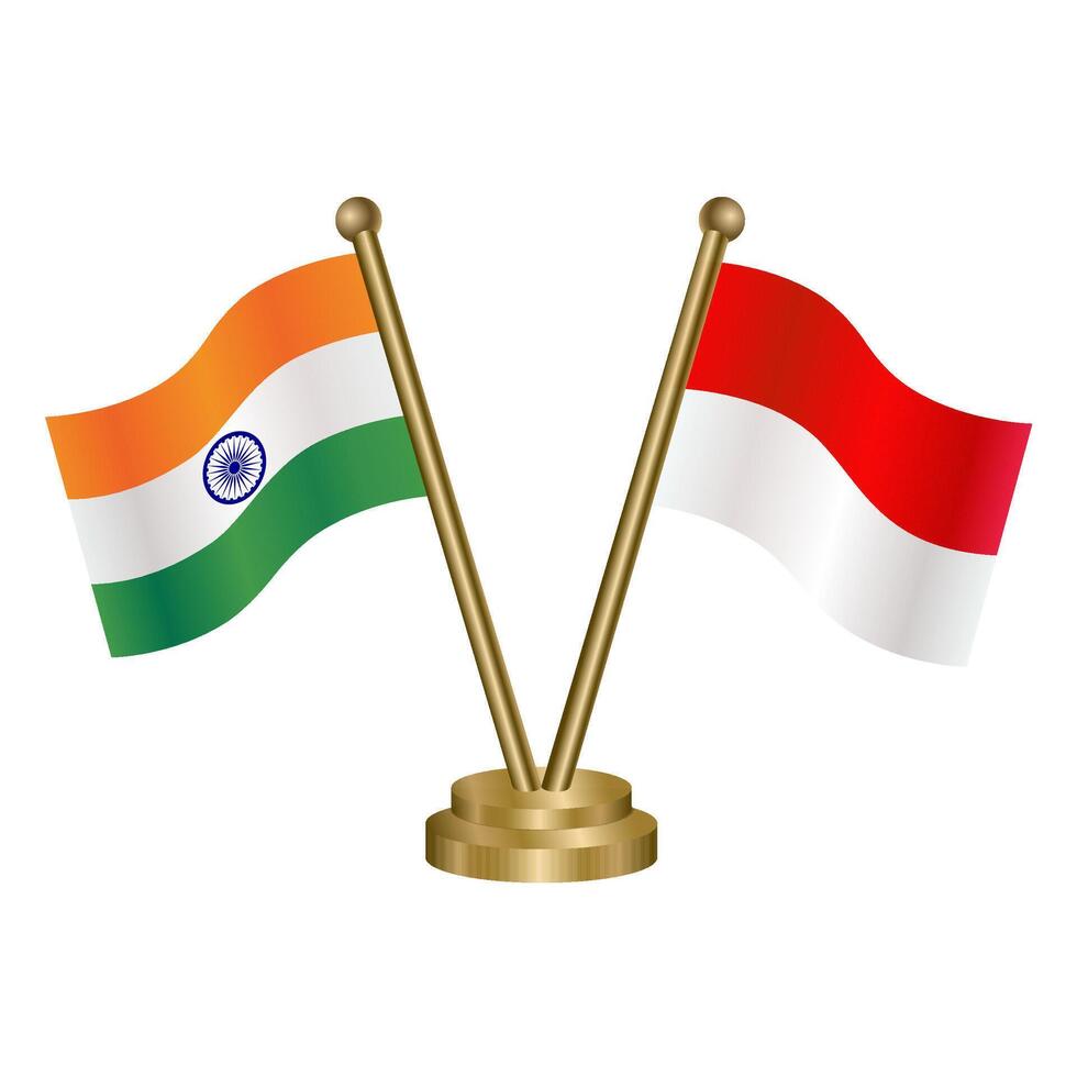 India and Monaco table flag relation. vector