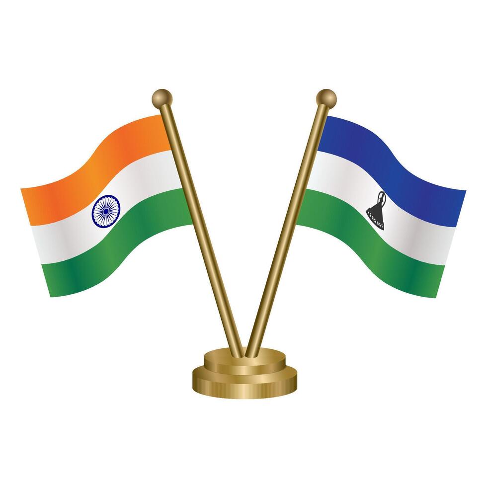 India and Lesotho table flag relation. vector