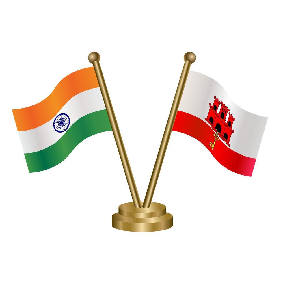 India and Gibraltar table flag vector