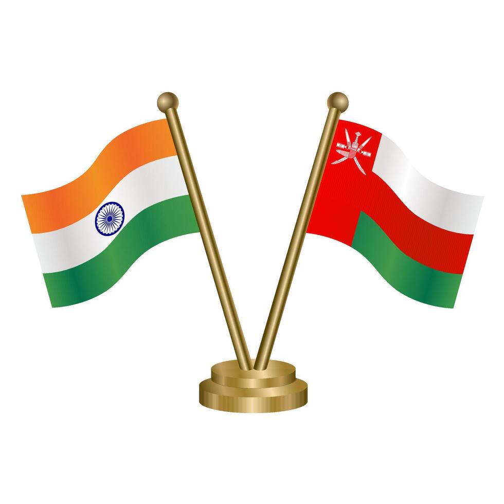 India and Oman table flag relation. vector