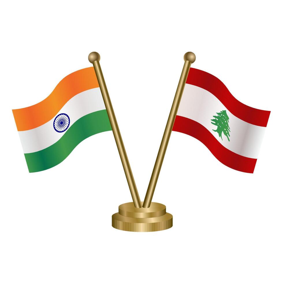 India and Lebanon table flag relation. vector