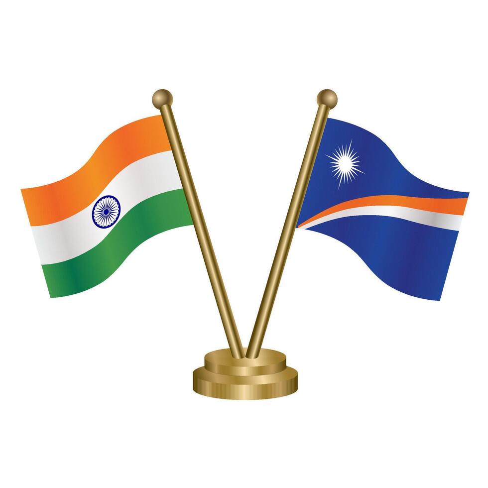 India and Marshall Islands table flag relation. vector