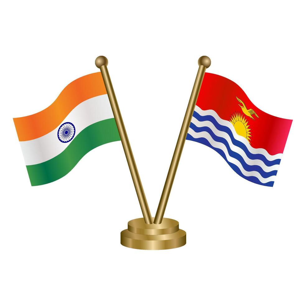 India and Kiribati table flag relation. vector