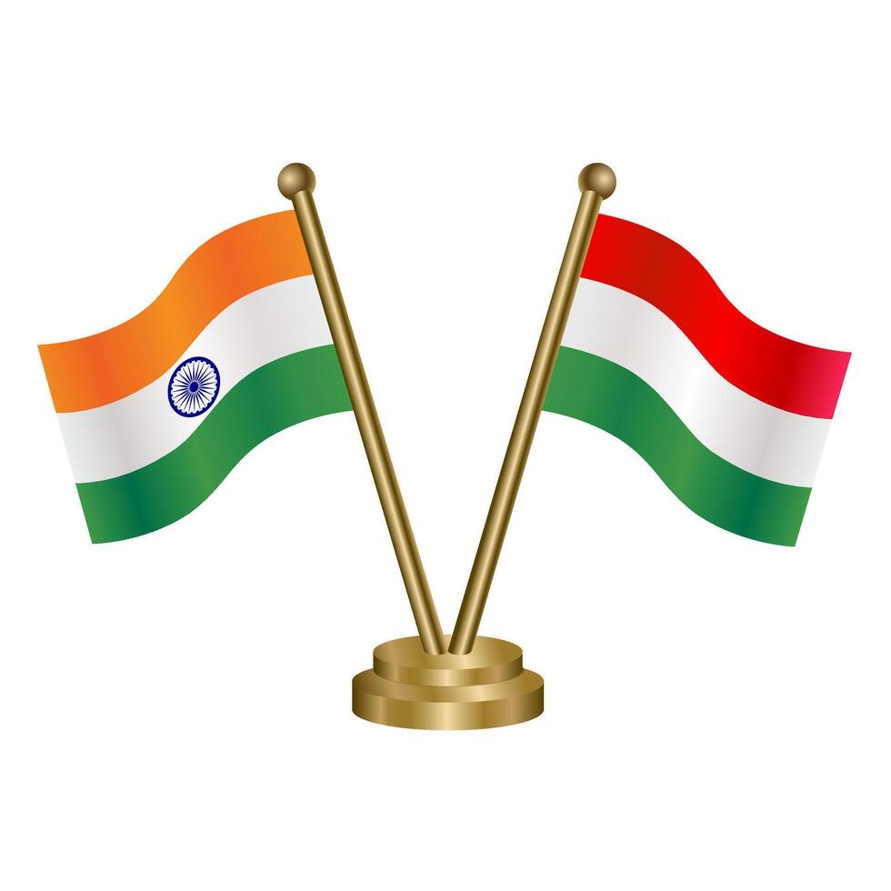 India and Hungary table flag relation. vector