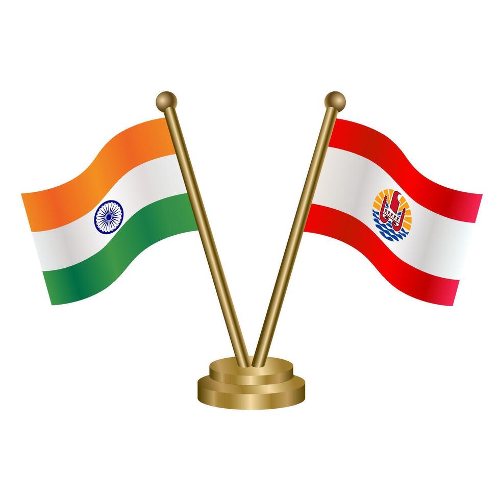 India and French Polynesia table flag vector